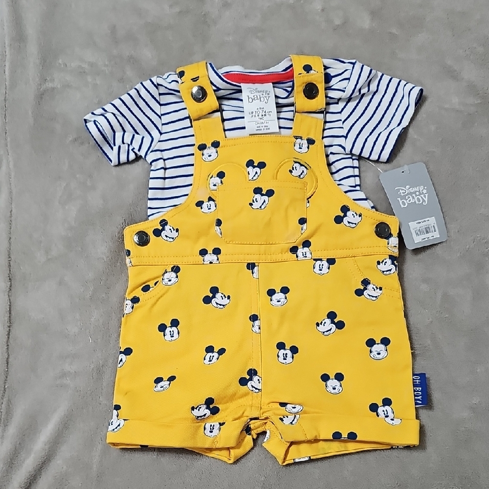 Disney Baby Yellow Mickey Mouse Overalls